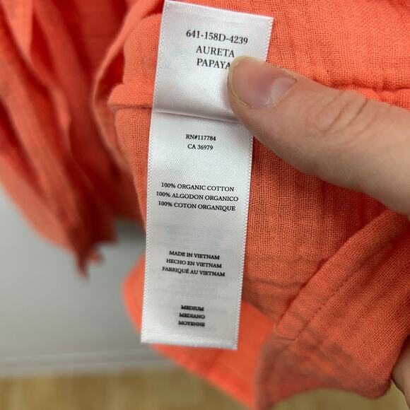 NEW $228 Rails Aureta Mini Dress Medium Cotton Gauzy Long Sleeve Belted Summer - Picture 7 of 7